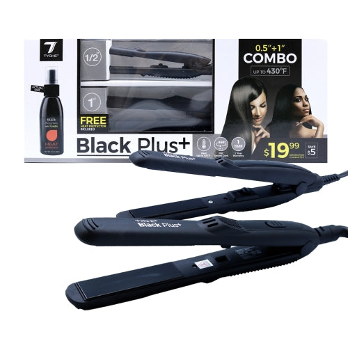 Tyche Ceramic Combo Flat Iron 1" + 1/2" Plus Heat Protector 2oz