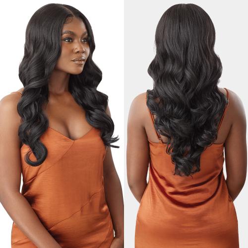 Outre Human Hair Blend Glueless HD 5X5 Lace Closure Wig Body Curl 24"