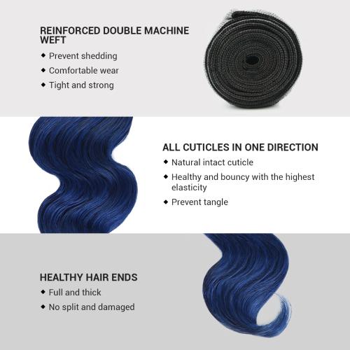 Uniq Hair 100% Virgin Human Hair Brazilian Bundle Hair Weave 7A Body #OTBLUE