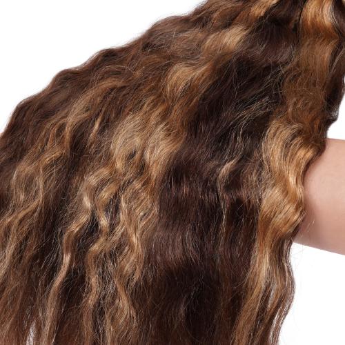 Starlet 100% Virgin Unprocessed Human Braiding Hair 4/27 Caramel Brown Highlight Wet N Wavy Super Bulk (18"-20")