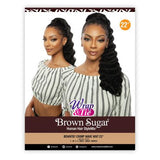 Mane Concept Human Hair Blend Ponytail Brown Sugar Wrap N Tie BSWNT07 Crimp Wave Wnt 22"