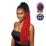 Mane Concept Brazilian Human Hair Blend Mega Crochet Ponytail Drawstring MBCP01 Deep Twist 30"