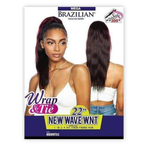 Mane Concept Human Hair Blend Ponytail New Wave Wrap N Tie 22"