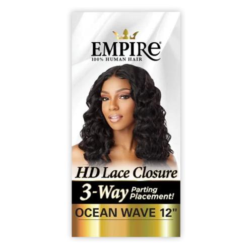 Sensationnel Human Hair Weave Empire 3-Way Parting HD Lace Closure Ocean Wave 12"