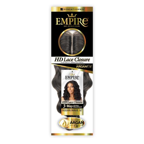 Sensationnel Human Hair Weave Empire 3-Way Parting HD Lace Closure Ocean Wave 12"