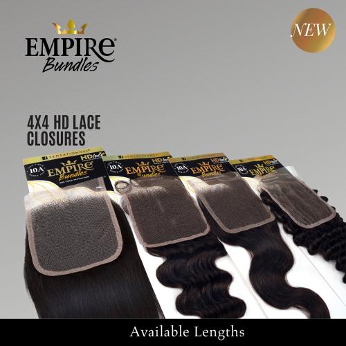 Sensationnel Virgin Human Hair Weave Empire Bundle 4X4 HD Lace Closure Loose Deep (10-14")