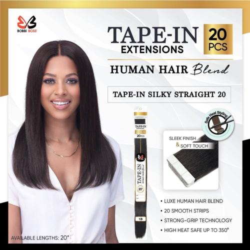 Bobbi Boss Human Hair Blend Extensions Tape-In TBSS20 Silky Straight 20" (20Pcs)