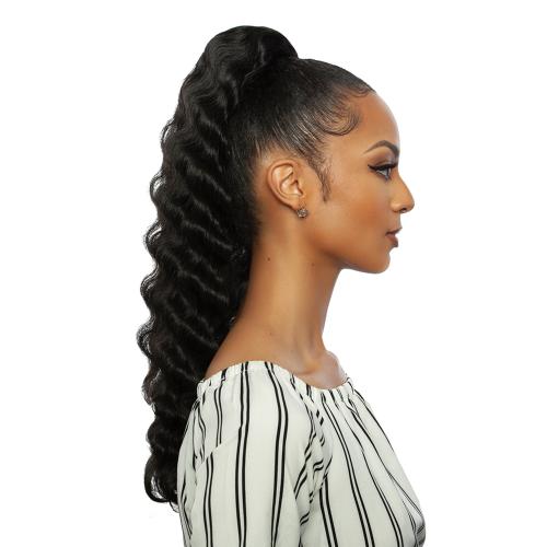 Mane Concept Human Hair Blend Ponytail Brown Sugar Wrap N Tie BSWNT07 Crimp Wave Wnt 22"