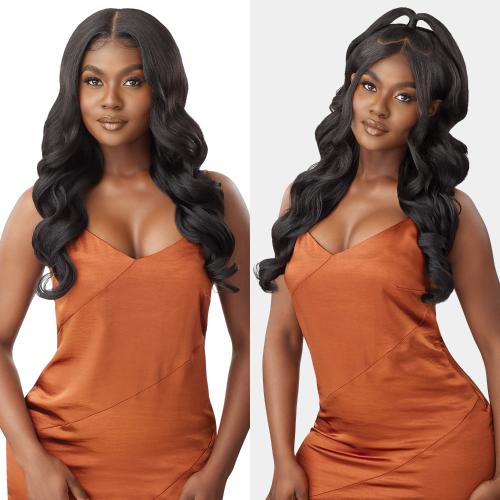 Outre Human Hair Blend Glueless HD 5X5 Lace Closure Wig Body Curl 24"