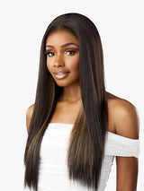 BARE LACE WIG_ 13X6 UNIT 1 Layered straight style with light yaki texture.