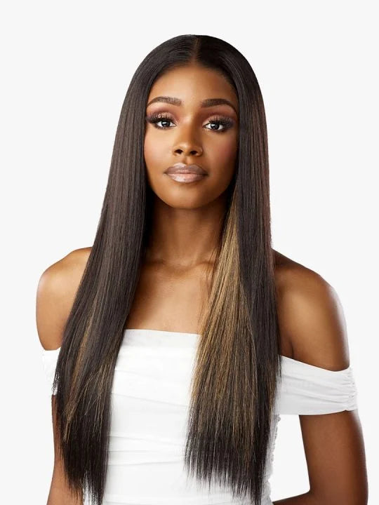 BARE LACE WIG_ 13X6 UNIT 1 Layered straight style with light yaki texture.