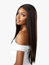 BARE LACE WIG_ 13X6 UNIT 1 Layered straight style with light yaki texture.