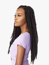 2X SKINNY BUTTERFLY LOCS 18 Thinner Butterfly Locs style with curls sticking out on the edges