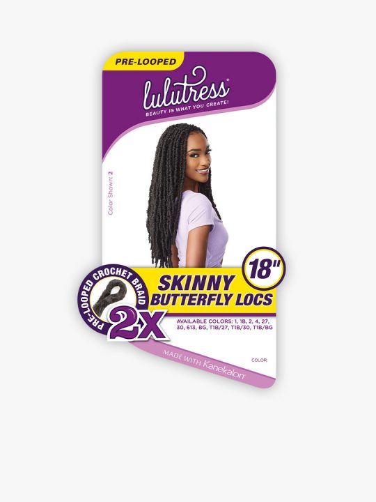 2X SKINNY BUTTERFLY LOCS 18 Thinner Butterfly Locs style with curls sticking out on the edges