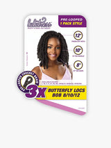 3X BUTTERFLY LOCS BOB 8″ 10″ 12″ Butterfly Locs style with curls sticking out on the Edges (distressed look)