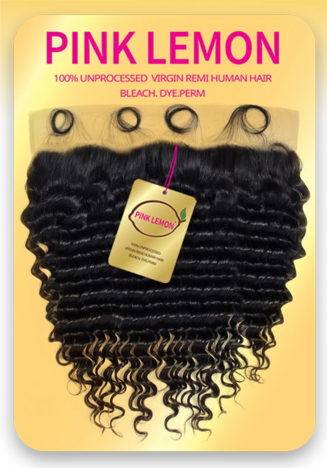 PINK LEMON 13X4 FRONTAL-DEEP WAVE 100% UNPROCESSED VIRGIN REMY HUMAN HAIR