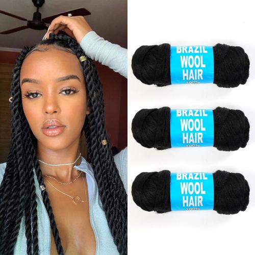 Authentic Brazilian Wool Hair Yarn for Braids 3pcs Value Pack