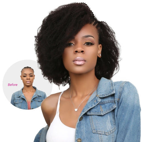 Instant Fab Human Hair Clip In Weave Natural 4C Kinky Curl Find Your New Look Today!