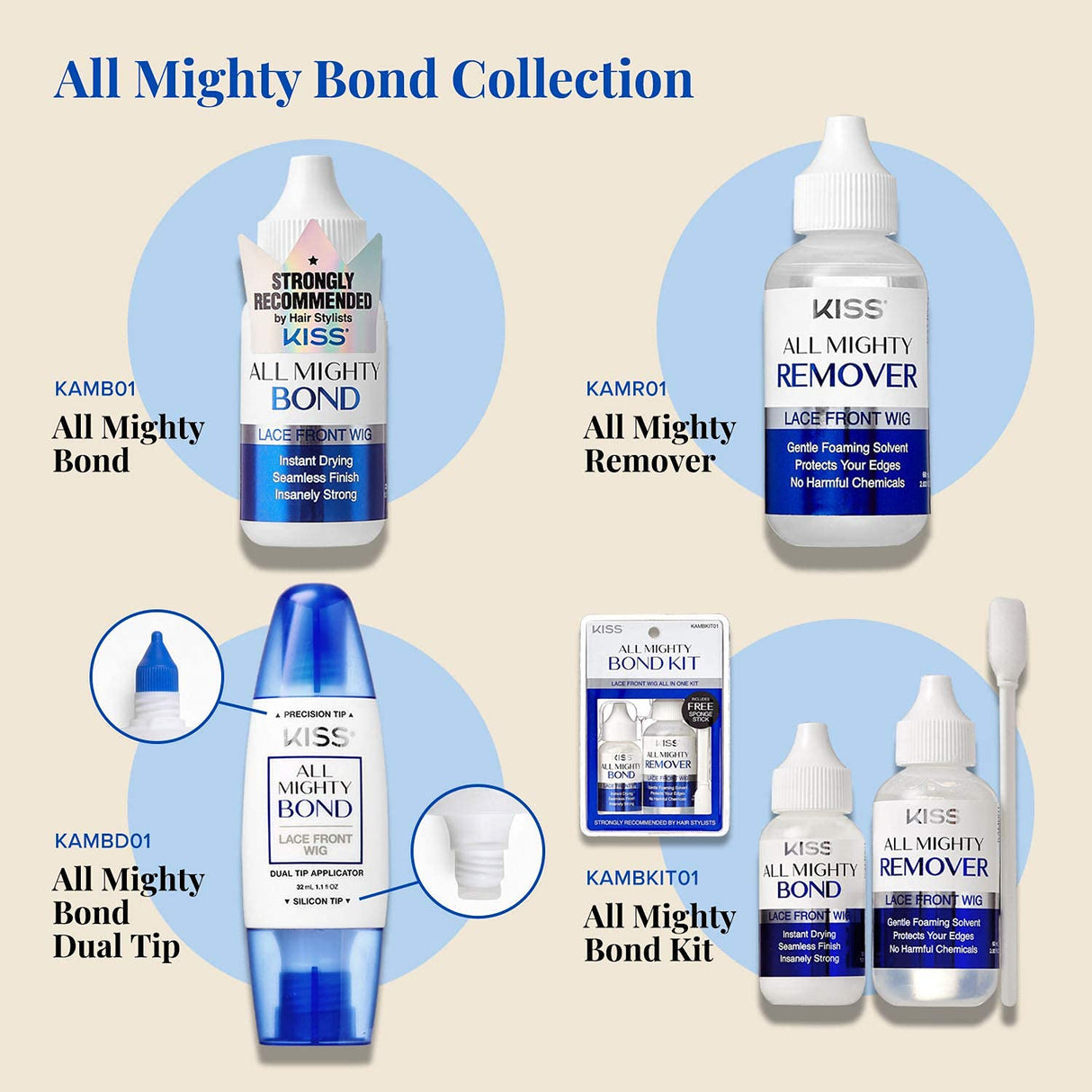 Kiss All Mighty Bond Lace Wig Adhesive & Remover & Wig Cleanser Spray –  Find Your New Look Today!