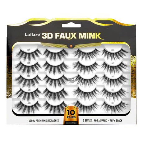 Laflare 3D Faux Mink Eyelashes Jumbo Pack 10 Pairs Find Your New Look Today!