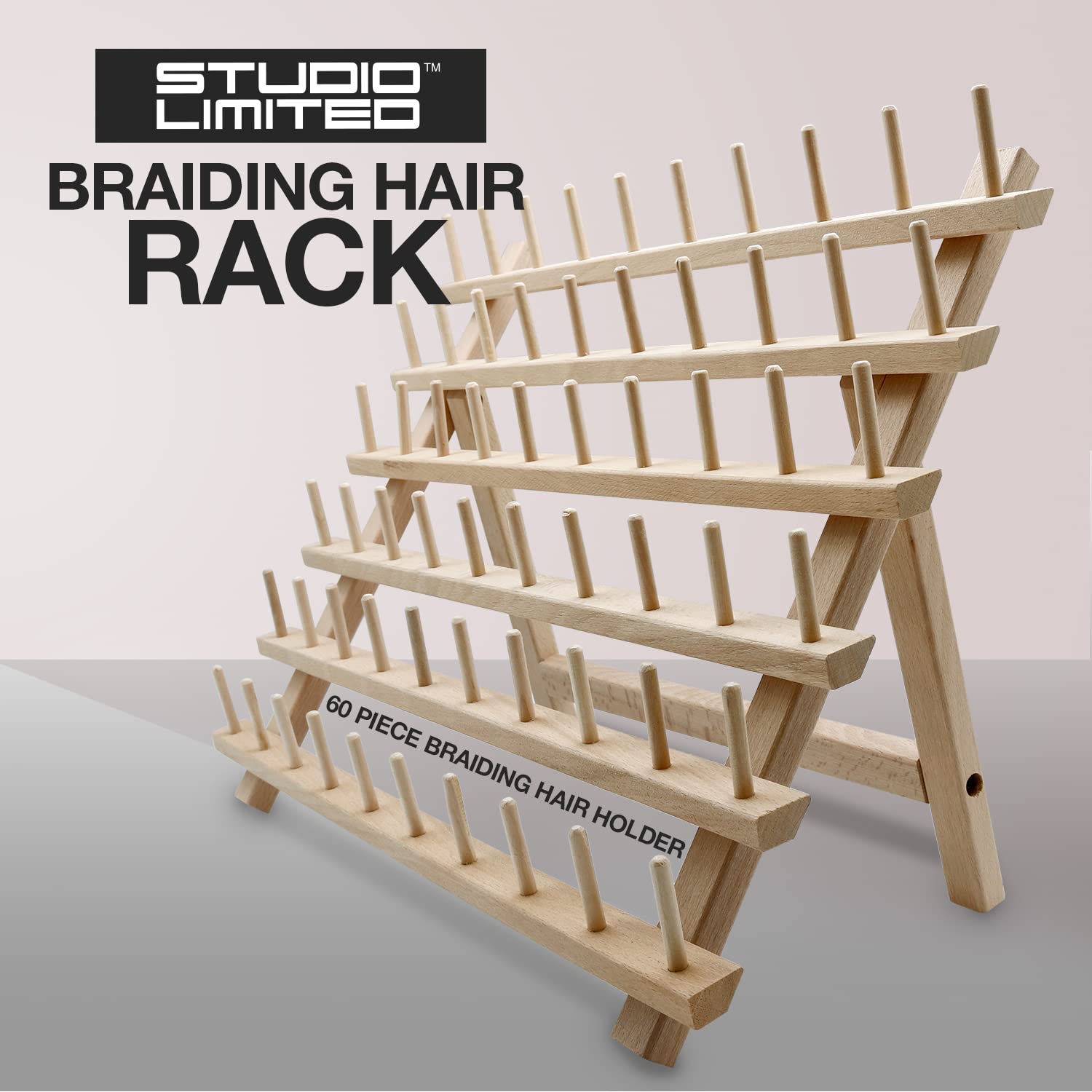 STUDIO LIMITED Braiding Hair Rack, 60 Spool Wooden Braiding Hair Holde –  Find Your New Look Today!