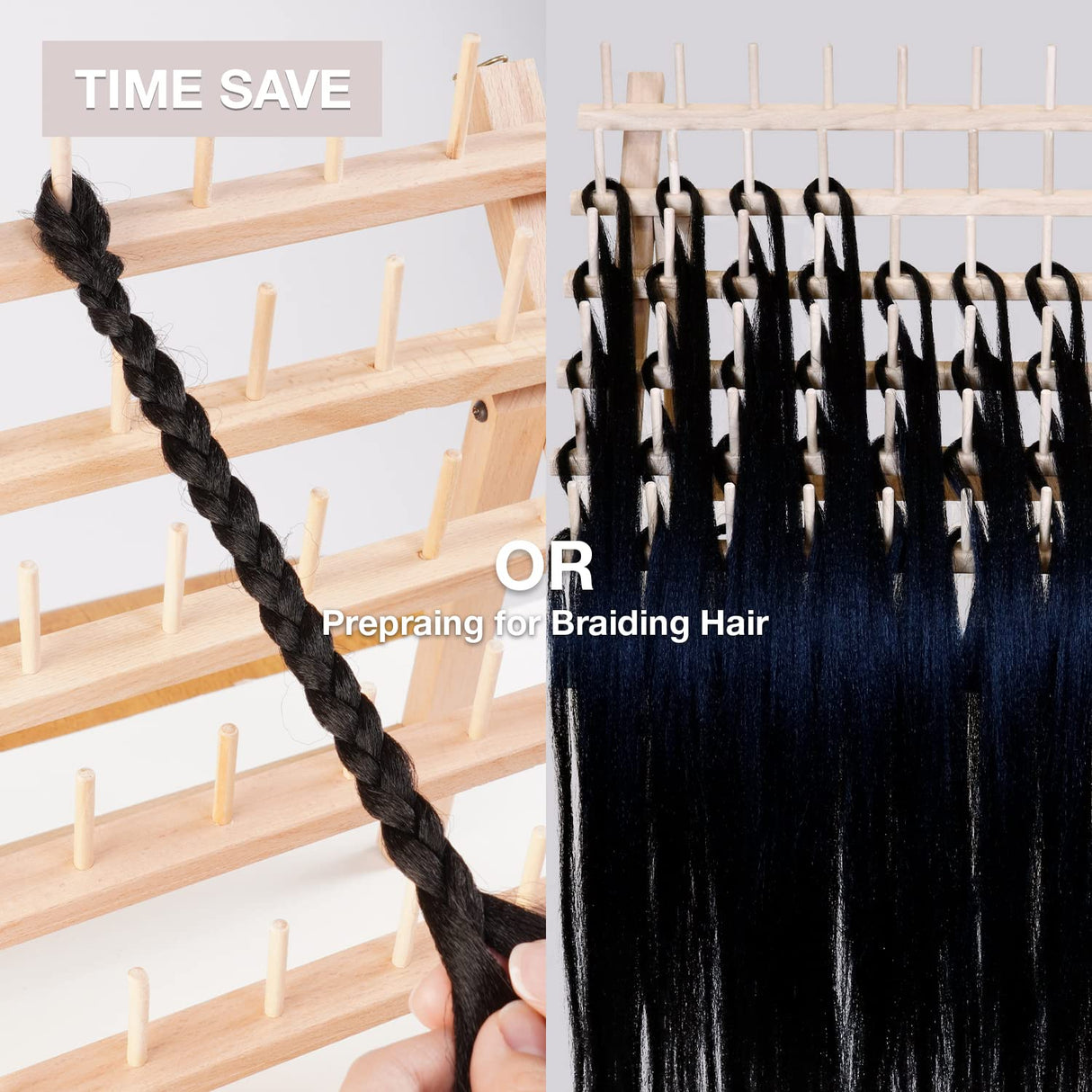 Braiding Hair Rack Stand Hair Stylist Wooden Thread Holder for