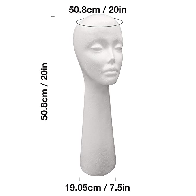  STUDIO LIMITED Styrofoam Mannequin Head, White Foam Wig Head  Display with Wig Cap 2pcs (6 PACK) : Beauty & Personal Care