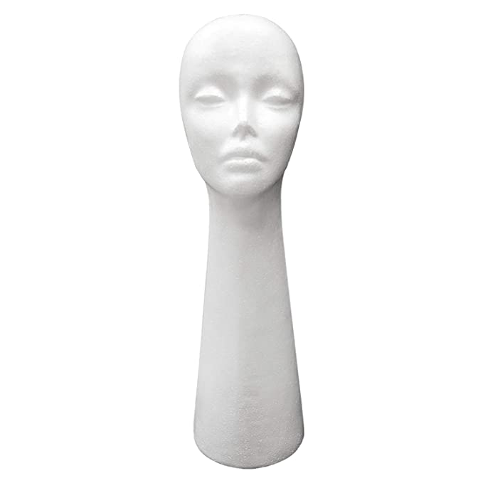 STUDIO LIMITED Styrofoam Mannequin Head, White Foam Wig Head Display with  Wig Cap 4pcs and Portable Wig Stand (24 PACK)