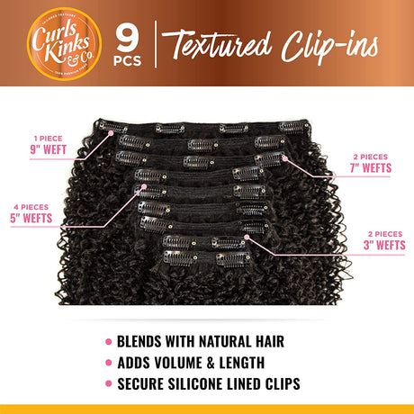 Sensationnel Clip in Top Lady - 10 inch Textured Clip in 9 Piece Pack adds Volume CK&CO Protective Style - Curls Kinks & Co (1B) Find Your New Look Today!