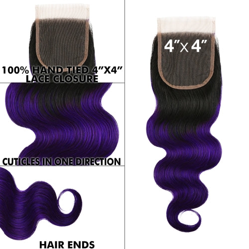 Uniq Hair 100% Virgin Human Hair Brazilian Bundle Hair Weave 4X4 Closure 7A Body #OTPURPLE Find Your New Look Today!