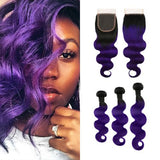 Uniq Hair 100% Virgin Human Hair Brazilian Bundle Hair Weave 7A Body + 4X4 Closure #OTPURPLE Find Your New Look Today!