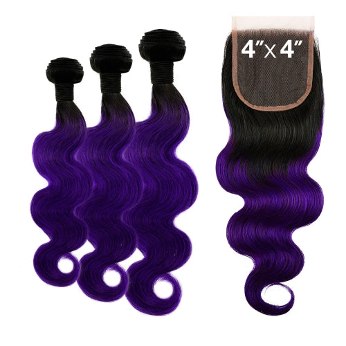 Uniq Hair 100% Virgin Human Hair Brazilian Bundle Hair Weave 7A Body + 4X4 Closure #OTPURPLE Find Your New Look Today!