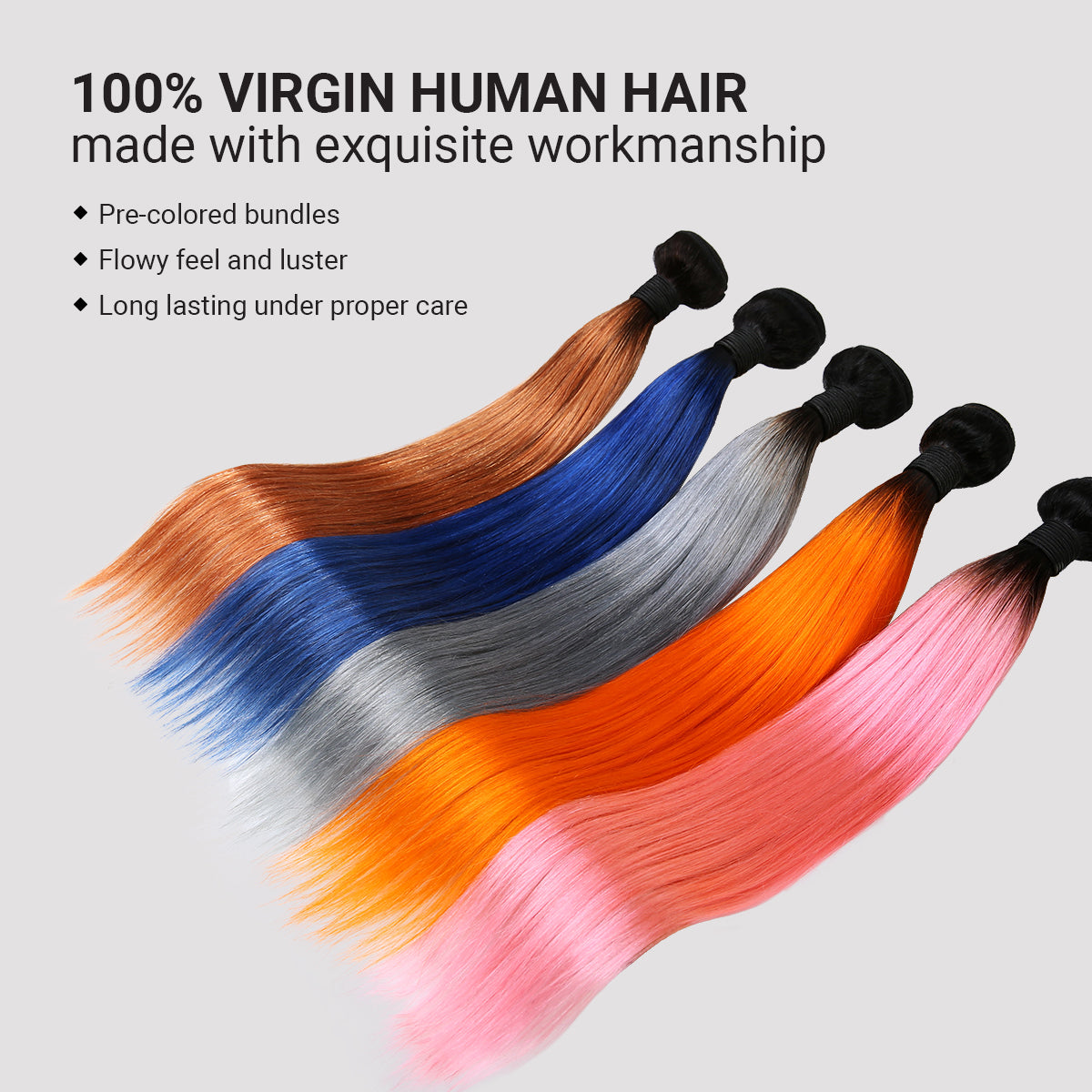 Uniq Hair 100% Virgin Human Hair Brazilian Bundle Hair Weave 9A Straight #OTGRAY 3Pcs Find Your New Look Today!