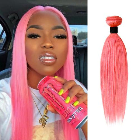 Uniq Hair 100% Virgin Human Hair Brazilian Bundle Hair Weave 9A Straight #PINK Find Your New Look Today!